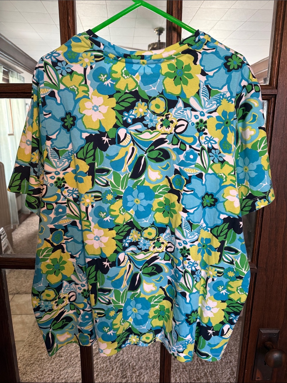 Westbound‎ Woman Blue Green Floral Cotton Short Sleeve T-Shirt Plus Size 3X - Picture 4 of 4